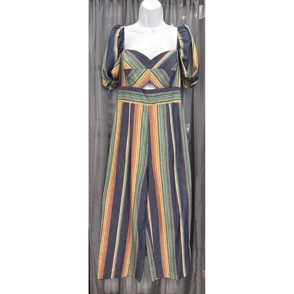 Anthropologie Lauren Puff-Sleeved Jumpsuit by Ali & Jay Retails $168 Sz M Blue